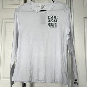 NWOT Green Bay Packers White and Green Fitted Long Sleeve Tee
